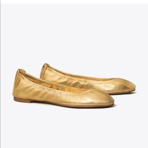 Tory Burch Edie gold metallic flat